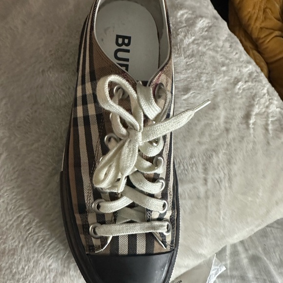 Cotton Sneakers Grey Burberry Shoes Burberry Plaid Canvas Sneakers